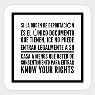 Know Your Rights: Consent to Enter (Spanish) Sticker